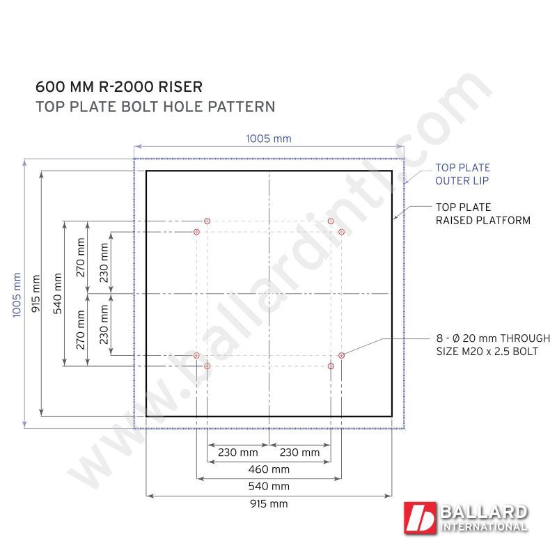 FANUC R-2000, M-900 Robot Riser Pedestal 600mm Bolt Hole Pattern