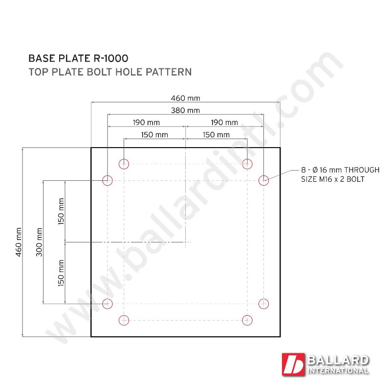FANUC R-1000iA Robot Floor Mount Base Plate Bolt Hole Pattern