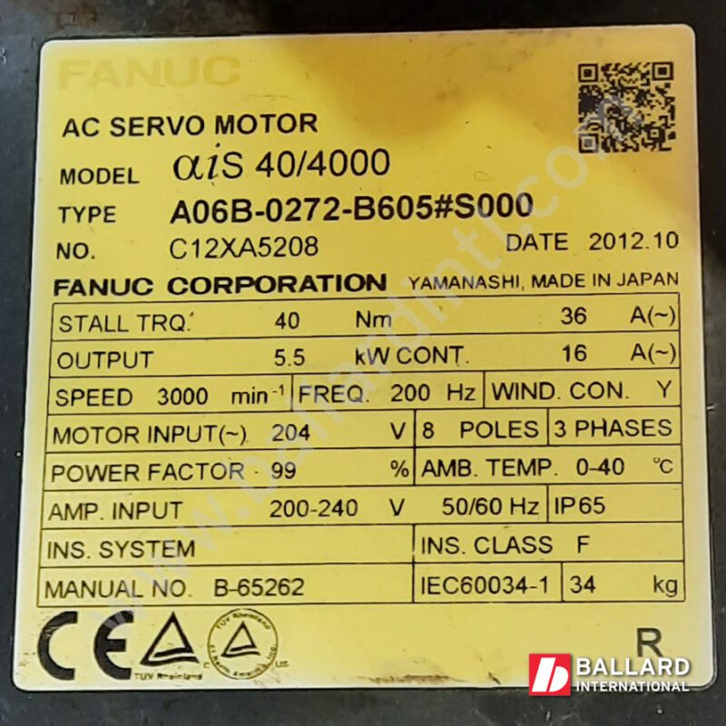 A06B-0272-B605#S000 ais 40/4000 AC servo motor FANUC robot